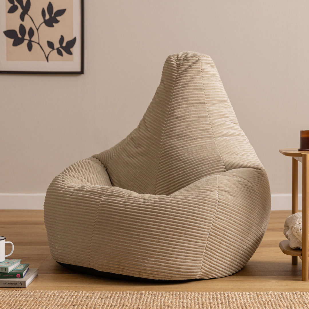 Bean Bag Bazaar Dalton Corduroy XL Recliner Bean Bag Beige Large